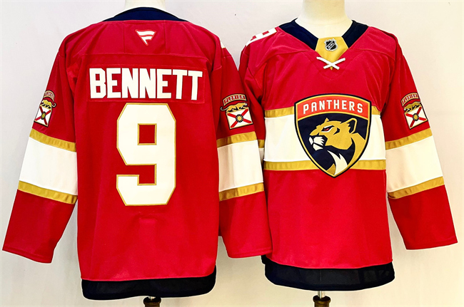 Men's Florida Panthers #9 Sam Bennett Red 2024-25 Home Stitched Hockey Jersey